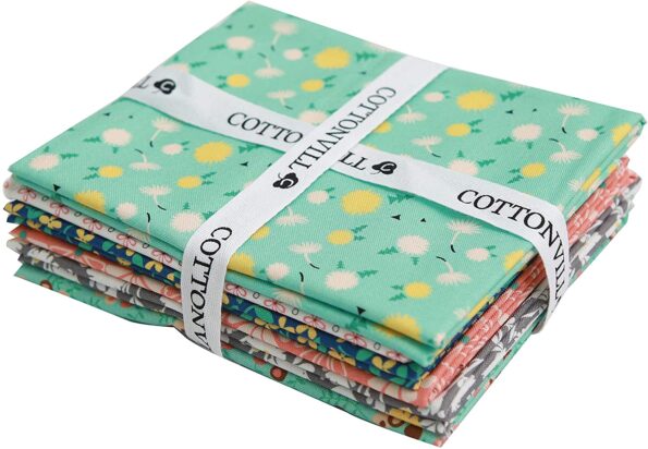 COTTONVILL 20COUNT Cotton Print Quilting Fabric (Quarter 6pcs, Flower Festival)