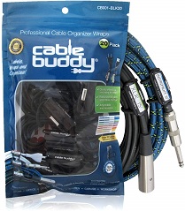Cable Buddy® 20-pack, Black - Cable Organizer Ties with Color ID Labels