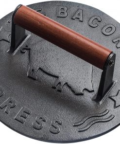 Bellemain Cast Iron Grill Press, Heavy-duty bacon press with Wood Handle, 8.75-Inch Round