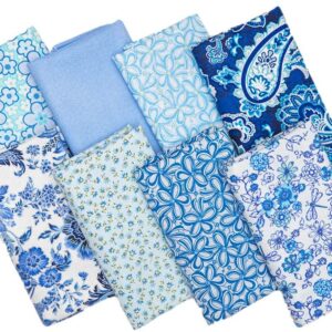 Chuanshui 8 PCS 21.6 x 18.5 inches (55 x 45 cm) 100% Cotton Craft Fabric Bundle for Patchwork 8 Different Pattern Pre-Cut Quilting Fabric Quarter Square for DIY Craft Sewing (Flower Print Series)