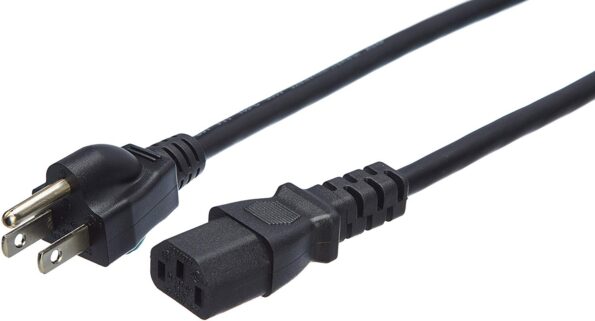 AmazonBasics Computer Monitor TV Replacement Power Cord - 10-Pack - 12-Foot, Black