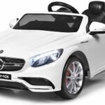 Costzon Ride On Car, 12V Licensed Mercedes-Benz S63 Battery Powered Electric Vehicle w/ Parental Remote Control, Headlights, Music, Horn, MP3/USB/TF, 3 Speed Kids Ride On Toy (White)