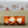 Creative Linens Holiday Christmas Mantel Scarf 19x70 Embroidered Red Poinsettia Christmas Tree Snowy Cabin Winter Fireplace Decoration White