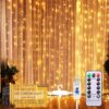 Curtain String Lights, Window Curtain Lights, 300 LED Curtain Fairy Lights, 8 Modes, 3mX3m with Hooks, Waterproof, with Remote Control Timer, for Bedroom Christmas Party Garden Decoration