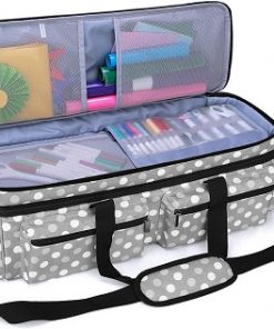 Luxja Double-Layer Bag Compatible with Cricut Explore Air (Air2) and Maker, Carrying Bag Compatible with Cricut Die-Cut Machine and Supplies (Bag Only, Patent Pending), Gray Dots