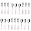 Exzact Stainless Steel 18 Pieces Childrens Flatware/Kids Silverware/Cutlery Set - 9 x Children Safe Forks, 9 x Children Tablespoons - Safe Toddler Utensils (Engraved Dog Bunny)