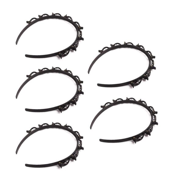 Fashion Double Bangs Hairstyle Hairpin, 8 Small Tooth Design and Easy to Use Clips, Hairstyles Accessories and Casual Headband for Women Girls Daily Hairstyles (5Pcs Black)