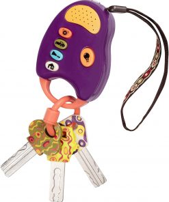 B. toys – FunKeys Toy – Funky Toy Keys for Toddlers and Babies – Toy Car Keys and Purple Remote with Light and Sounds – Non-Toxic