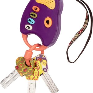 B. toys – FunKeys Toy – Funky Toy Keys for Toddlers and Babies – Toy Car Keys and Purple Remote with Light and Sounds – Non-Toxic