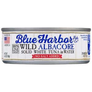 Blue Harbor Fish Co. Wild Albacore Solid White Tuna in Water No Salt Added - 4.6 oz Can (Pack of 12)