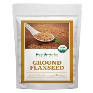 Healthworks Flax Seed Ground Powder Cold Milled Raw Organic (32 Ounces / 2 Pounds)