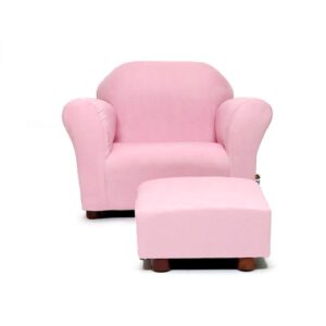 KEET Roundy Child Size Chair with Microsuede Ottoman, Pink, Ages 2-5 years