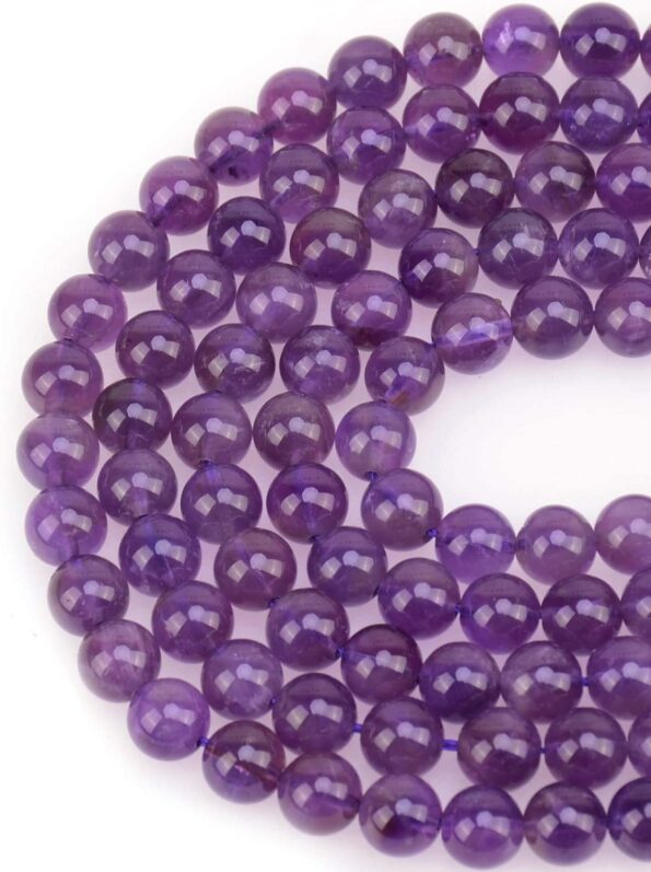 LPBeads 100PCS 8mm Natural Amethyst Beads Gemstone Round Loose Beads for Jewelry Making with Purple Stretch Cord
