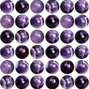 Natural Stone Beads 100pcs 8mm Amethyst Round Genuine Real Stone Beading Loose Gemstone Hole Size 1mm DIY Charm Smooth Beads for Bracelet Necklace Earrings Jewelry Making (Amethyst)