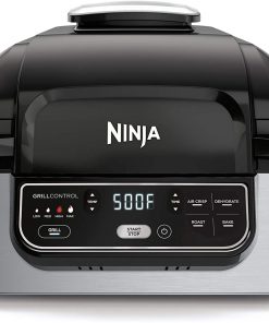 Ninja Foodi 5-in-1 4-Qt. Air Fryer, Roast, Bake, Dehydrate Indoor Electric Grill (AG301), 10" x 10", Black and Silver