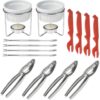 Seafood Tools Crackers Nutcrackers Ceramic Butter Warmers Set-4 Lobster Crackers, 2 Ceramic Butter Warmers,4 Lobster Knives and 4 Crab Forks for Stylish & Heavy-Duty Seafood Lovers