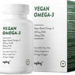 Vegan Omega 3 Supplement – Plant Based DHA & EPA Fatty Acids Alternative to Fish Oil – Supports Heart, Brain, Joint Health – Sustainably Sourced from Algae. Fish Oil Free for Men & Women – 60 Softgels