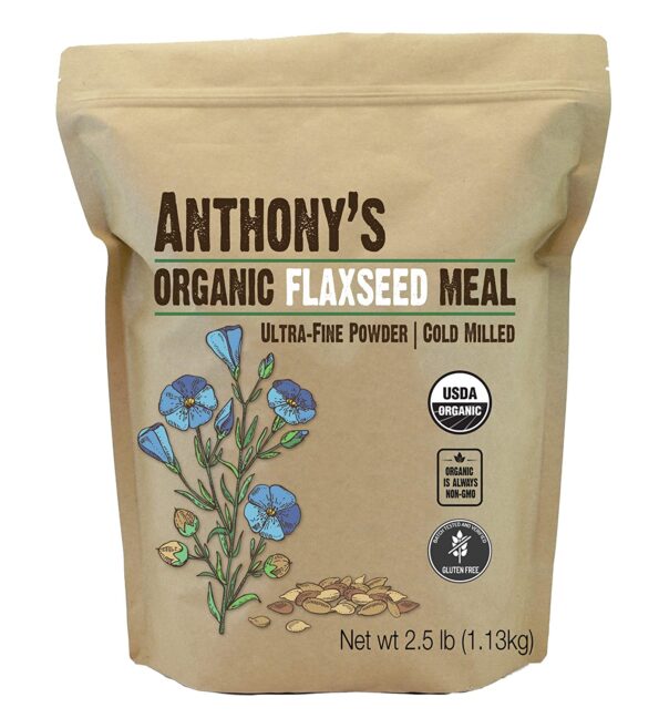 Anthony's Organic Flaxseed Meal, 2.5 lb, Gluten Free, Ground Ultra Fine Powder, Cold Milled, Keto Friendly