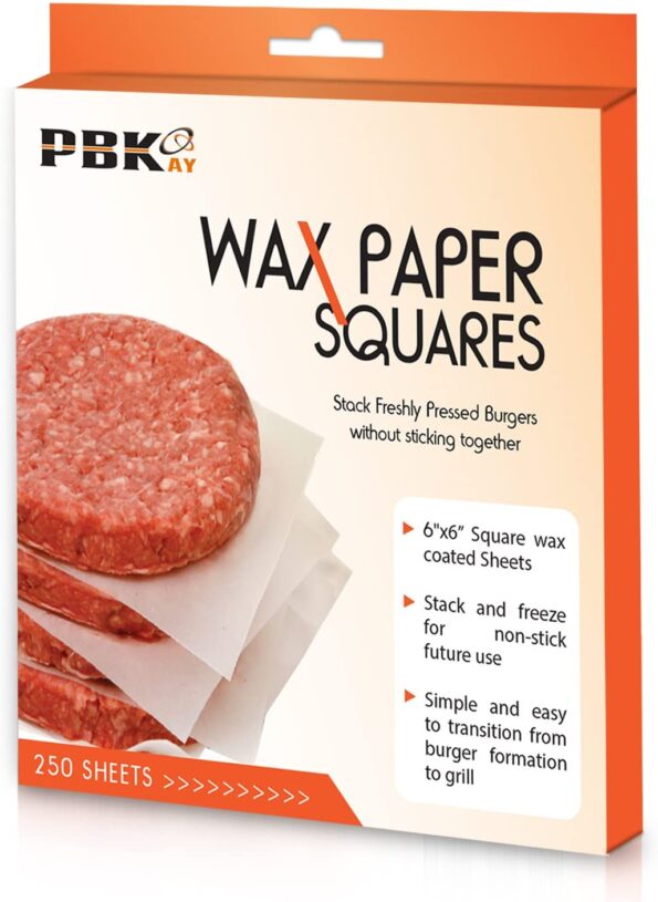 Hamburger Patty Paper Sheets, Wax Paper Squares 250 pcs 6" x 6" Non-Stick