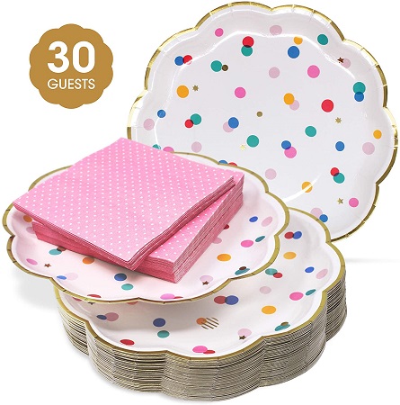 Paper Party Plates Napkins Set Ultra-Thick 400GSM