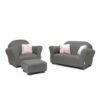 Keet Plush Childrens Set, Sofa, Chair and Ottoman, Charcoal/Pink