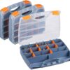 Relaxdays Grey 3-Piece Box Set w/Handle, Tool Kit for Small Parts, Adjustable, HWD