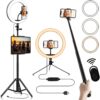 10-inch Selfie Ring Light, Selfie Stick Tripod 76.7-inch Expandable, Tablet Holder Mobile Phone Holder 3 Light Modes, for Makeup/Photography/YouTube/Vlog/TIK Tok/Live/Streaming with Bluetooth Shutter