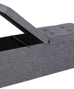 SONGMICS 43 Inches Fabric Storage Ottoman Bench with Lift Top, Storage Chest Foot Rest Stool, Cold Gray