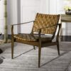 Safavieh Couture Home Dilan Brown Leather Weave and Light Brown Safari Accent Chair