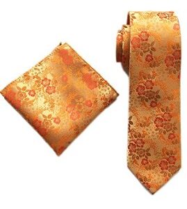 Men's Paisley Floral Pattern Ties Set with Pocket Suqare Luxury Wedding Necktie
