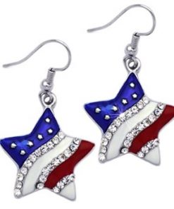 4th of July USA American Flag Patriotic Red Blue Star Earrings Jewelry
