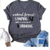Weekend Forecast Camping with a Chance of Drinking T-Shirt for Women Cute Graphic Short Sleeve Funny Letter Print Tee Tops