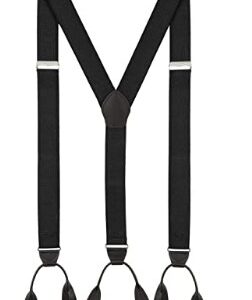 Luther Pike Seattle Suspenders for Men Leather Button End Elastic Tuxedo Y Back Mens Pant Braces