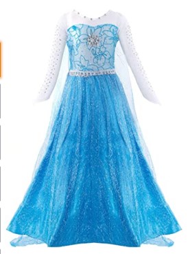 Padete Little Girl Blue Princess Dress Snow Party Queen Halloween Costume