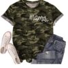 Mama Camouflage T-Shirt Funny Camo Letter Print T Shirt Short Sleeve O-Neck Casual Mom Gift Tee Tops