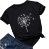 Women Cute Dandelion T Shirt Make a Wish Vintage Graphic Tees Funny Summer Short Sleeve Tops