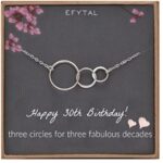 EFYTAL 30th Birthday gifts for women Sterling Silver Three Circle Necklace For Her 3 Decade Jewelry 30 Years Old