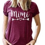 Mimi Grandma Mothers Day Shirt Women Arrow Heart Short Sleeve Graphic Tees Shirt Blessed Mimi Nana T-Shirt Tops