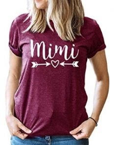 Mimi Grandma Mothers Day Shirt Women Arrow Heart Short Sleeve Graphic Tees Shirt Blessed Mimi Nana T-Shirt Tops