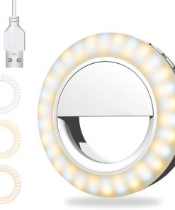 Selfie Ring Light, Rechargeable 600mAh Clip on 60 LED Circle Light with 3 Light Modes for iPhone/Android Smart Phone Photography, Camera Video Recording, VLOG