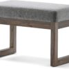 Simpli Home Milltown 26 inch Wide Contemporary Rectangle Footstool Ottoman Bench in Grey Linen Look Fabric