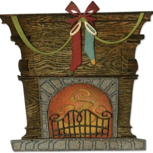 Sizzix Thinlits Die Set Fireside with Garland & Stockings by Tim Holtz, 12 Pack, Multicolor