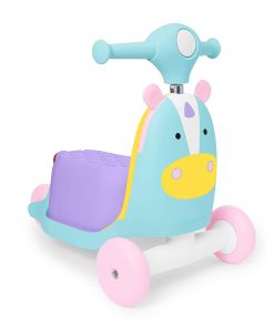 Skip Hop Kids Toy 3-in-1 Baby Activity Push Walker & Ride On Scooter Toy, Unicorn