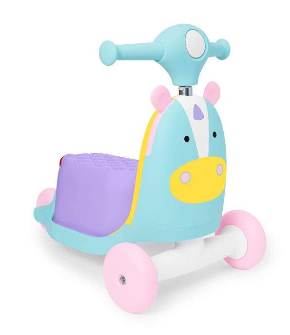 Skip Hop Kids Toy 3-in-1 Baby Activity Push Walker & Ride On Scooter Toy, Unicorn