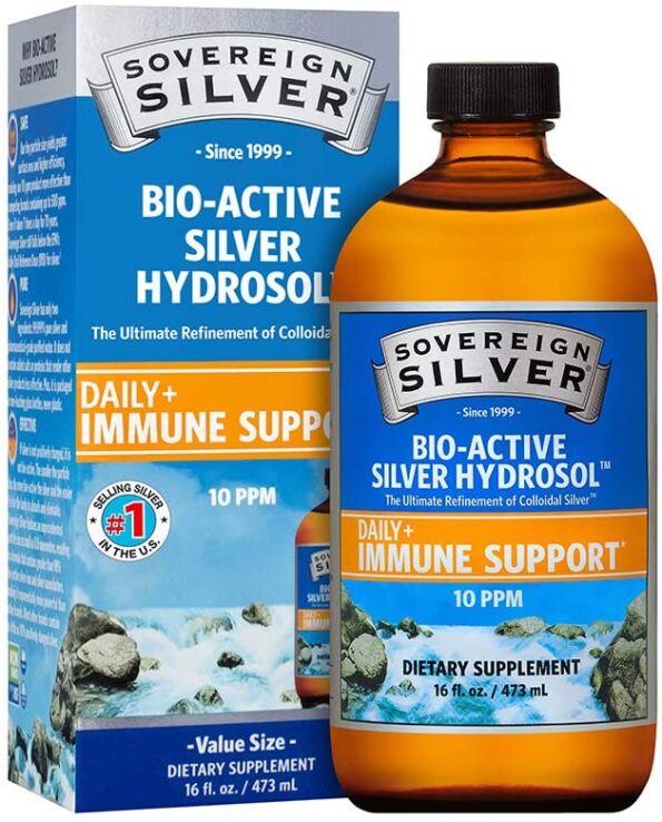 Sovereign Silver Bio-Active Silver Hydrosol for Immune Support - 10 ppm, 16oz (473mL) - Economy Size