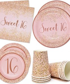 Sweet 16 Birthday Party Supplies Tableware Set Includes 24 9