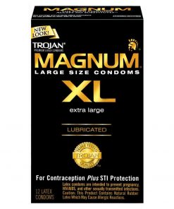 TROJAN Magnum XL Lubricated Premium Latex Condoms 12 Each
