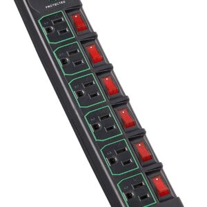 Tripp Lite 7 Outlet (6 Individually Controlled) Surge Protector Power Strip, 6ft Cord, Black, Lifetime Limited Warranty & $25K INSURANCE (TLP76MSGB)