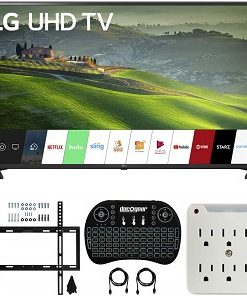 LG 60UM6900 60-inch HDR 4K UHD Smart LED TV (2019) Bundle with Deco Mount Flat Wall Mount Kit, Deco Gear Wireless Backlit Keyboard and 6-Outlet Surge Adapter with Night Light