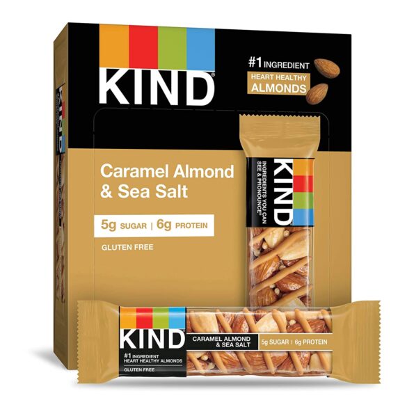 KIND Bars, Caramel Almond & Sea Salt, Gluten Free, Low Sugar, 1.4oz, 12 Count
